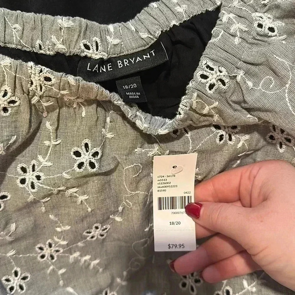 NWT LANE BRYANT EYELET Short-Sleeve Convertible Off-The-Shoulder Dress - Picture 2 of 5